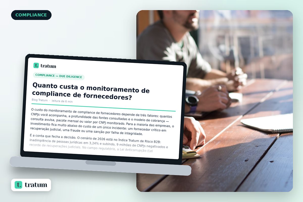 Quanto custa o monitoramento de compliance de fornecedores?